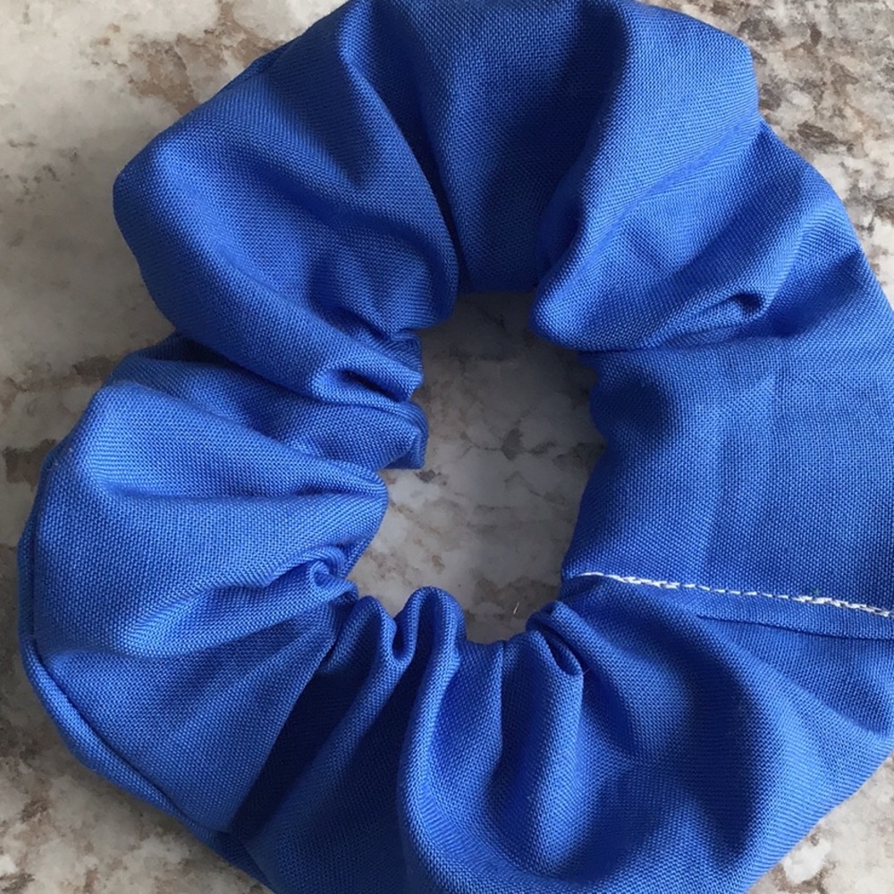 Blue solid hair tie man bun scrunchie scrunchies